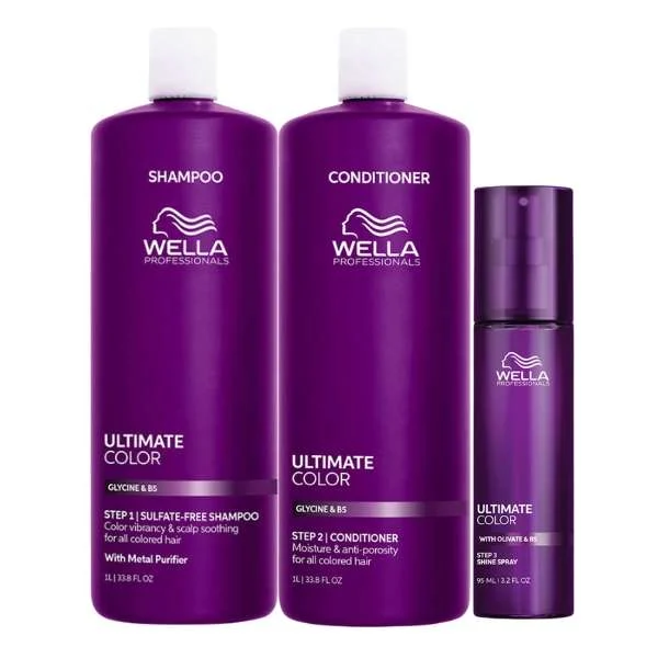 ULTIMATE COLOR STEP 1 SHAMPOO 1000ML + STEP 2 CONDITIONER 1000ML + STEP 3 SHINE SPRAY 95ML