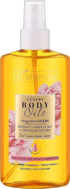 Olio multifunzionale 3in1 con oli di rosa, camelia e fico d'india per la cura del corpo, viso e capelli