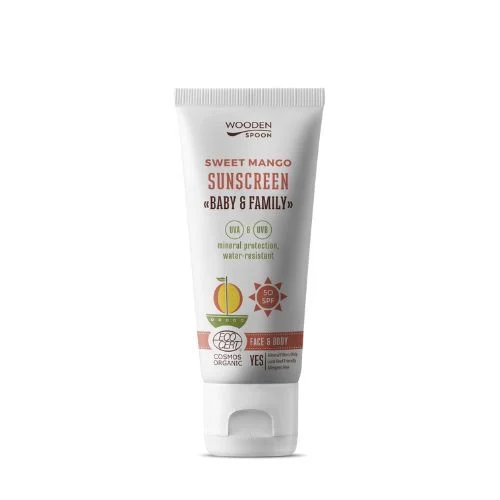 Woodenspoon Lozione corpo abbronzante Mango Baby & Family SPF 50 100 ml
