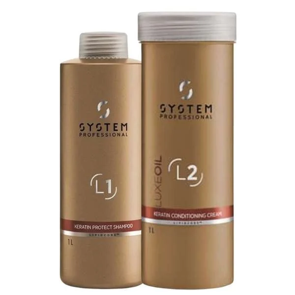 SYSTEM PROFESSIONAL LUXEOIL KERATIN PROTECT SHAMPOO L1 + LUXEOIL KERATIN RESTORE CONDITIONER L2