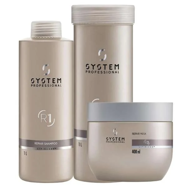 SYSTEM PROFESSIONAL REPAIR SHAMPOO R1 + REPAIR CONDITIONER R2 + REPAIR MASK R3