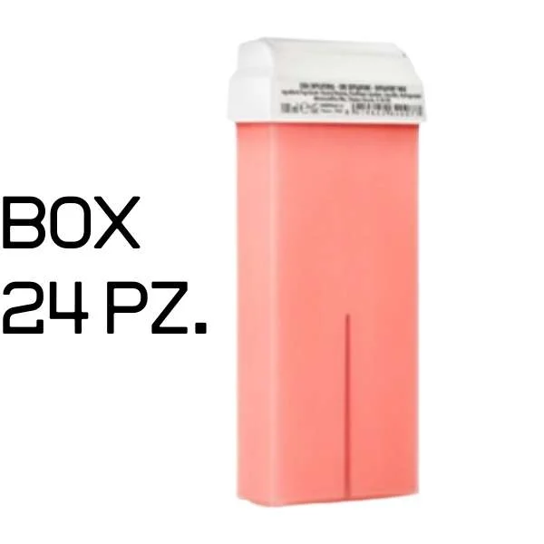 BOX 24 CERE DEPILATORIE  LIPOSOLUBILE TITANIO ROSA 100 ML. RULLO GRANDE