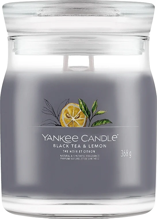 Candela profumata "Black Tea & Lemon", 2 stoppini