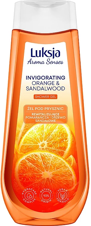 Gel doccia tonificante all'arancia e legno di sandalo